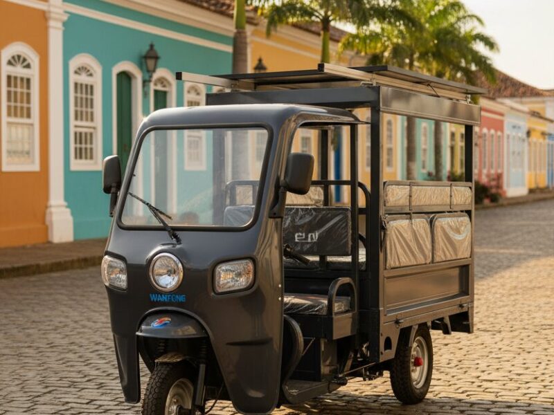 1200W Electric Cargo Tricycle 6-8 Passenger Utility Trike Solar Range Extender Low Cost Transport for Brazil Colombia