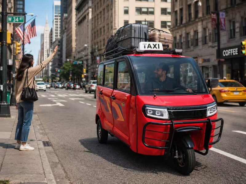 1500W Enclosed Passenger Electric Tricycle 5-7 Seater Closed Cabin E Rickshaw Dual Battery Hydraulic Disc Brake