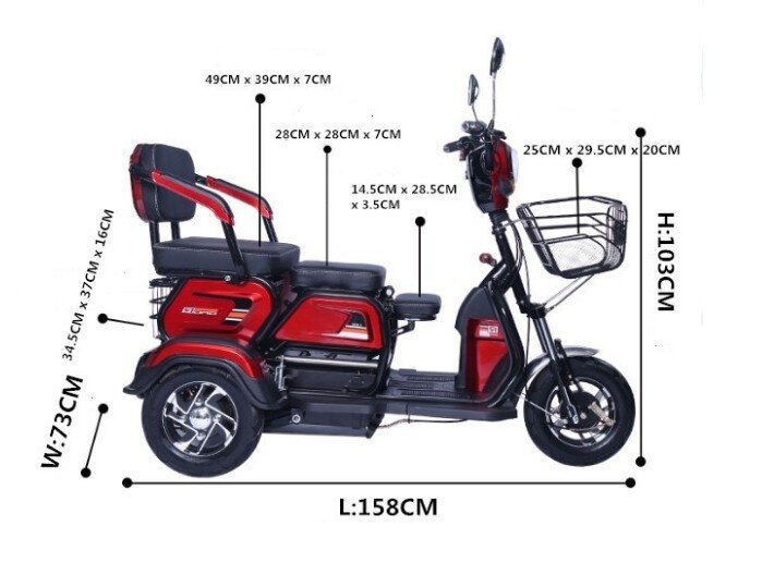 2025 China New Model Electric Tricycle Cargo Vehicle EEC Certified 3-Wheel Mobility Electric Tricycle for Adults Use Passenger