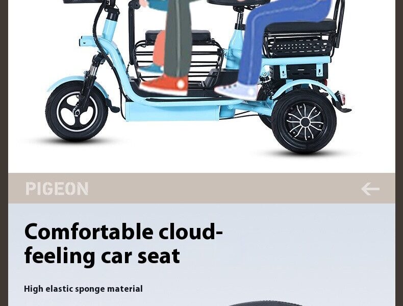 2025 EEC Certified Electric Tricycle Open Body 3-Wheel Bicycle Passenger & Cargo Vehicle 36V Voltage