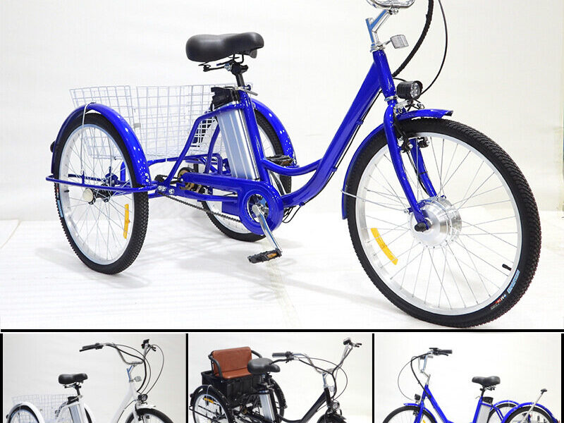 24 Inch 36V 350W Electric Tricycle for Seniors & Adults, Pedal Assist Cargo & Delivery Trike, Manned Stability Comfort Design