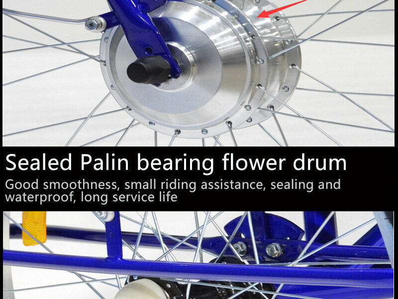 24 Inch 36V 350W Electric Tricycle for Seniors & Adults, Pedal Assist Cargo & Delivery Trike, Manned Stability Comfort Design