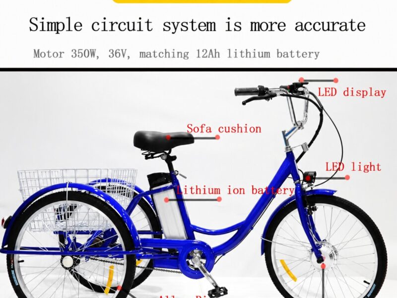 24 Inch 36V 350W Electric Tricycle for Seniors & Adults, Pedal Assist Cargo & Delivery Trike, Manned Stability Comfort Design