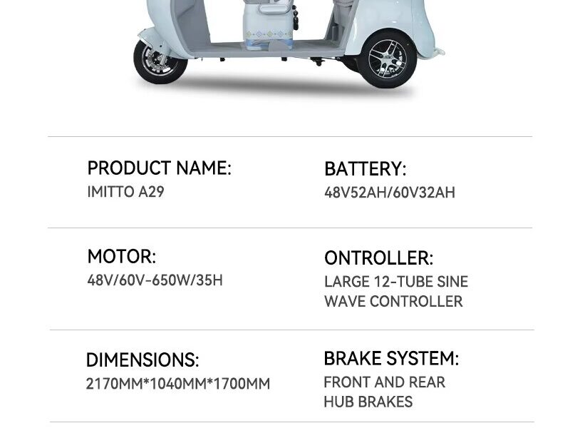 3000W 72V Electric Cargo Tricycle Air Conditioned Cabin Three Wheel Vehicle 400kg Payload