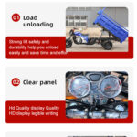 350cc Gasoline Motor Tricycle 9 Wheel Cargo Tricycle 350cc Water Cooling Customized Double Wheel - image 4