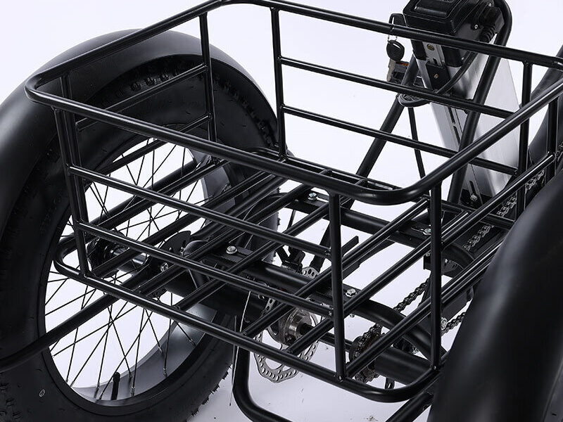 350W Lithium Battery 20*4 Inch Fat Tire 3 Wheel Electric Tricycle With Basket 3 Wheel Electric Cargo Bike