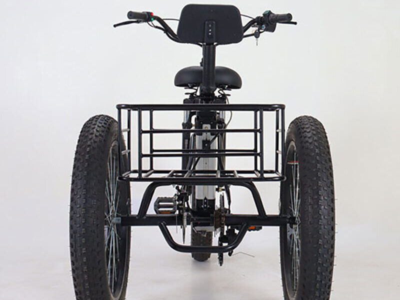 350W Lithium Battery 20*4 Inch Fat Tire 3 Wheel Electric Tricycle With Basket 3 Wheel Electric Cargo Bike