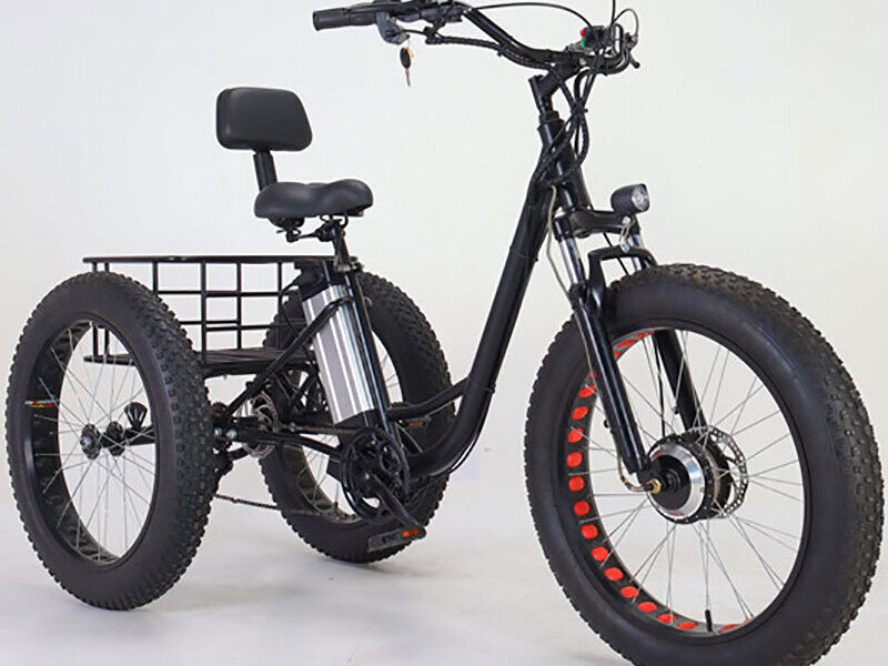 350W Lithium Battery 20*4 Inch Fat Tire 3 Wheel Electric Tricycle With Basket 3 Wheel Electric Cargo Bike