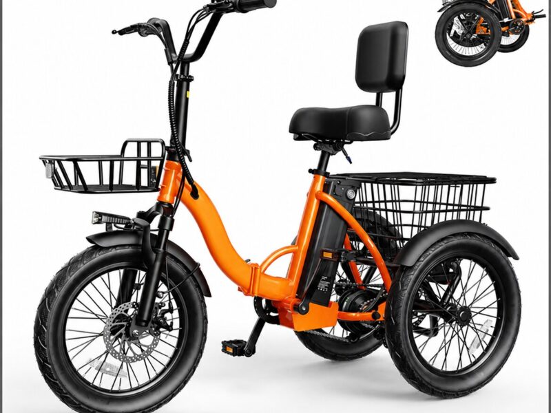 48V 10.4Ah 3 Wheeler Electric Tricycle Cargo Bike for Adult with Storage Basket