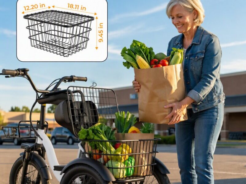 US Stock Folding 3 Wheels Pedal-Assist Elderly Mini Electric Cargo Trike Bike