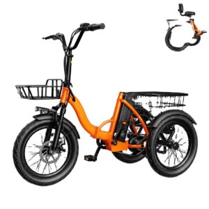 48V 10.4Ah 3 Wheeler Electric Tricycle Cargo Bike for Adult with Storage Basket