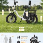 48V 10.4Ah 3 Wheeler Electric Tricycle Cargo Bike for Adult with Storage Basket - image 5