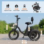 48V 10.4Ah 3 Wheeler Electric Tricycle Cargo Bike for Adult with Storage Basket - image 6