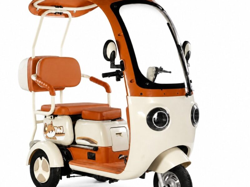 48v Electric Tricycle for Urban Commute Convenient Open Shelter with Wind Rain Sun Coverage for Elderly People