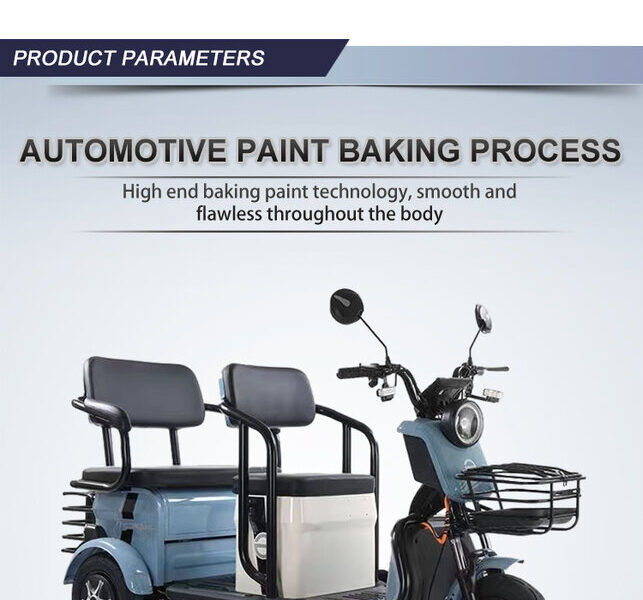 48V Two Seat Electric Tricycle 501-800W Adult Three Wheel Passenger Bike Open Body Front Basket