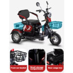 48V Two Seat Electric Tricycle 501-800W Adult Three Wheel Passenger Bike Open Body Front Basket - image 4