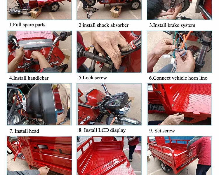Wholesale Heavy Duty Electric Tricycle High Performance Daily Use Farm Cargo Truck Open Body Frame Dumper Trike drop-side bed