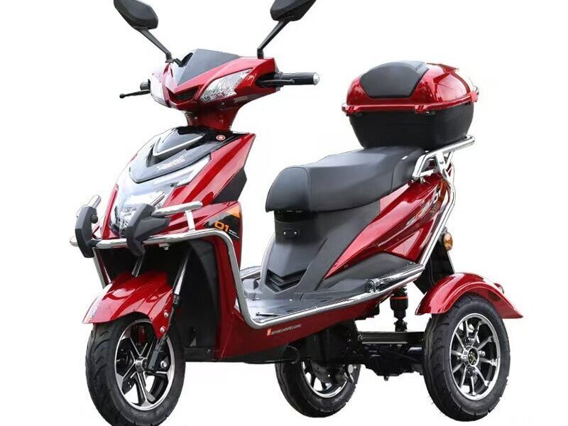 60V 1000W Electric Tricycle Scooter 3 Wheel Adult Cargo Trike 30-50km/h High Speed Dual Rear Wheels Open Top Box Wholesale
