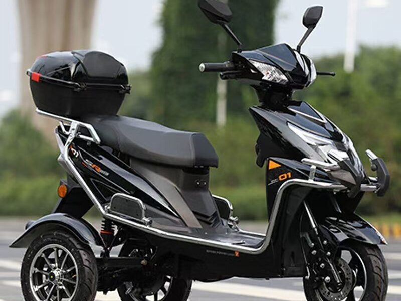 60V 1000W Electric Tricycle Scooter 3 Wheel Adult Cargo Trike 30-50km/h High Speed Dual Rear Wheels Open Top Box Wholesale