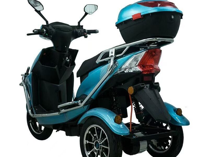 60V 1000W Electric Tricycle Scooter 3 Wheel Adult Cargo Trike 30-50km/h High Speed Dual Rear Wheels Open Top Box Wholesale