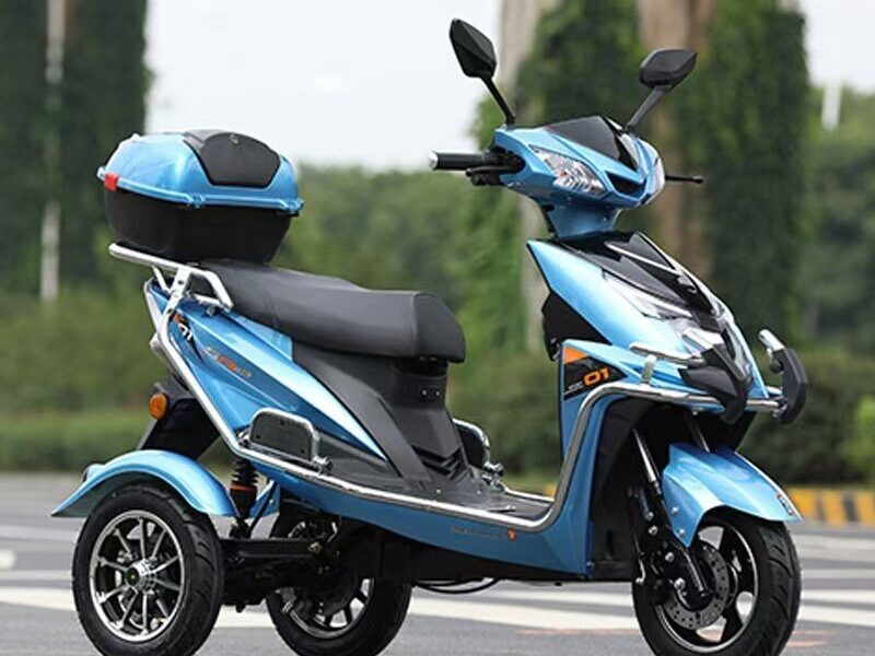 60V 1000W Electric Tricycle Scooter 3 Wheel Adult Cargo Trike 30-50km/h High Speed Dual Rear Wheels Open Top Box Wholesale