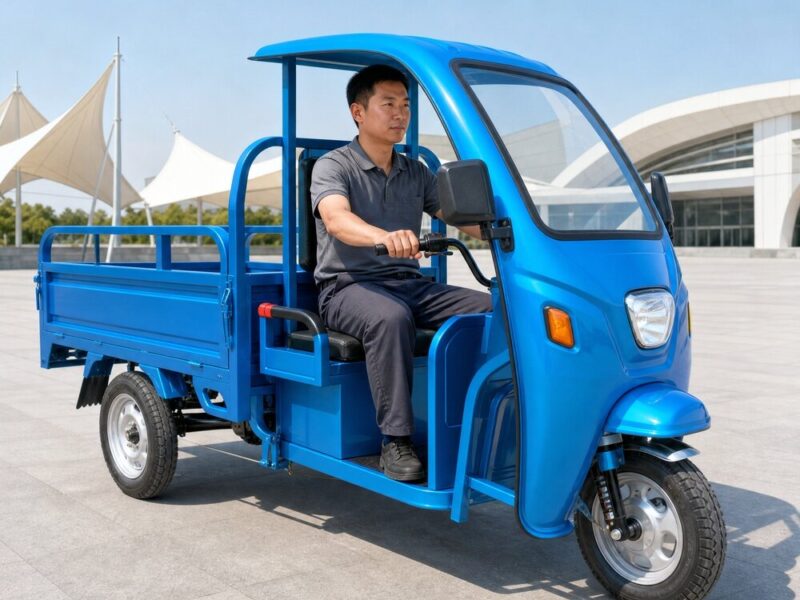 60V Electric Cargo Tricycle 3 Wheel Open Bed Utility Carrier 501-800W 45km/h Transport Vehicle