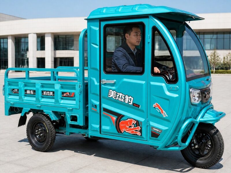 60V Closed Cargo Electric Tricycle 501-800W Three Wheel Utility Vehicle 90km Range DOT Certified