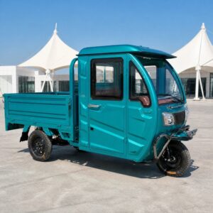 60V Electric Cargo Tricycle 501-800W Closed Cabin Three Wheel Utility Vehicle Rear Load Bed