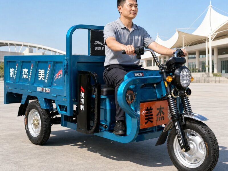 60V Electric Cargo Tricycle 801-1000W Open Body Three Wheel Utility Vehicle 400kg Payload Front Rear Disc Brakes