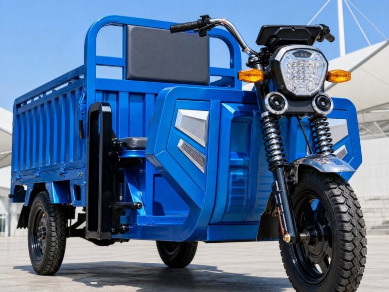 60V Electric Cargo Tricycle Open Body Three Wheel Utility Vehicle 90km Range 54km/h Front 375-12 Rear 400-12 Tires