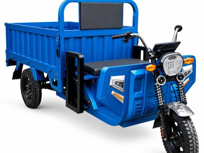 60V Electric Cargo Tricycle Open Body Three Wheel Utility Vehicle 90km Range 54km/h Front 375-12 Rear 400-12 Tires