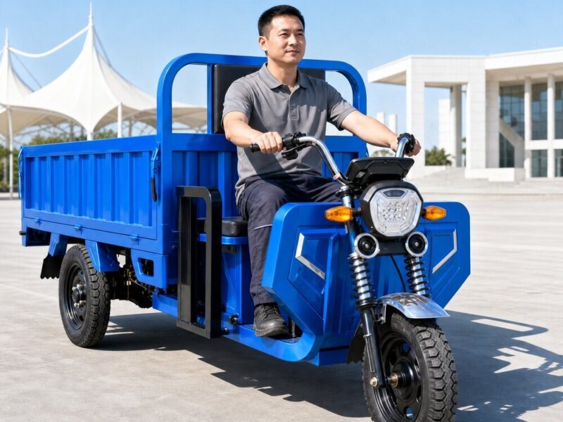 60V Electric Cargo Tricycle Open Body Three Wheel Utility Vehicle 90km Range 54km/h Front 375-12 Rear 400-12 Tires