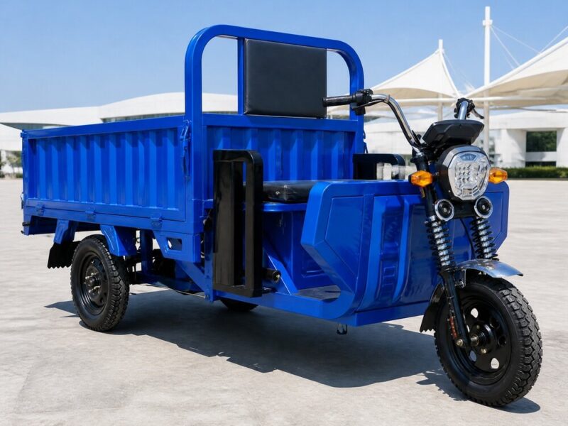 60V Electric Cargo Tricycle Open Body Three Wheel Utility Vehicle 90km Range 54km/h Front 375-12 Rear 400-12 Tires