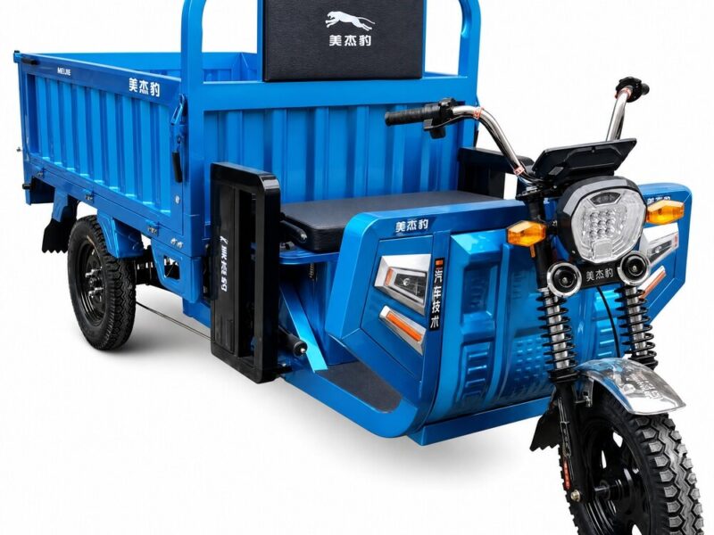 60V Electric Cargo Tricycle Open Body Three Wheel Utility Vehicle 90km Range 54km/h Front 375-12 Rear 400-12 Tires