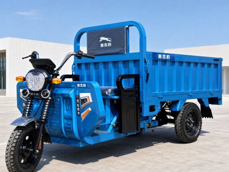 60V Electric Cargo Tricycle Open Body Three Wheel Utility Vehicle 90km Range 54km/h Front 375-12 Rear 400-12 Tires
