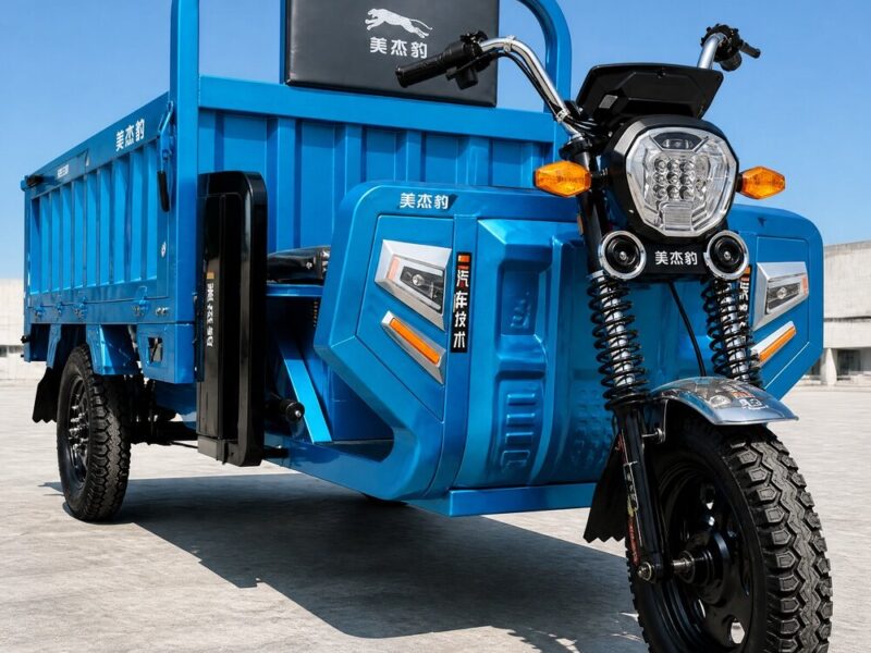 60V Electric Cargo Tricycle Open Body Three Wheel Utility Vehicle 90km Range 54km/h Front 375-12 Rear 400-12 Tires