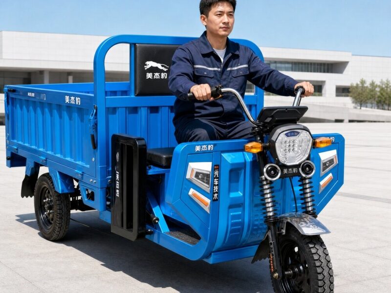 60V Electric Cargo Tricycle Open Body Three Wheel Utility Vehicle 90km Range 54km/h Front 375-12 Rear 400-12 Tires