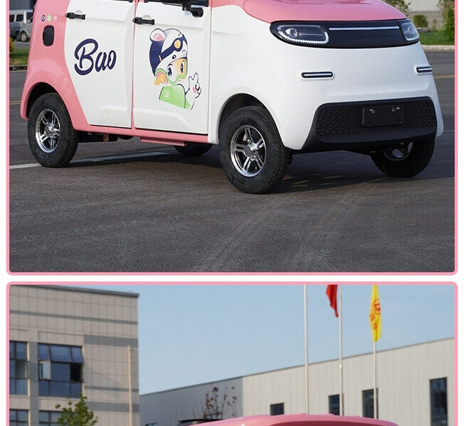 60V Electric Four Wheel Passenger Car Closed Body 4 Seat Transport Vehicle
