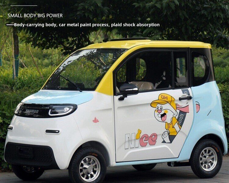 60V Electric Four Wheel Passenger Car Closed Body 4 Seat Transport Vehicle