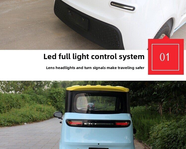 60V Electric Four Wheel Passenger Car Closed Body 4 Seat Transport Vehicle