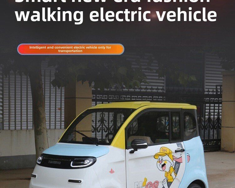 60V Electric Four Wheel Passenger Car Closed Body 4 Seat Transport Vehicle