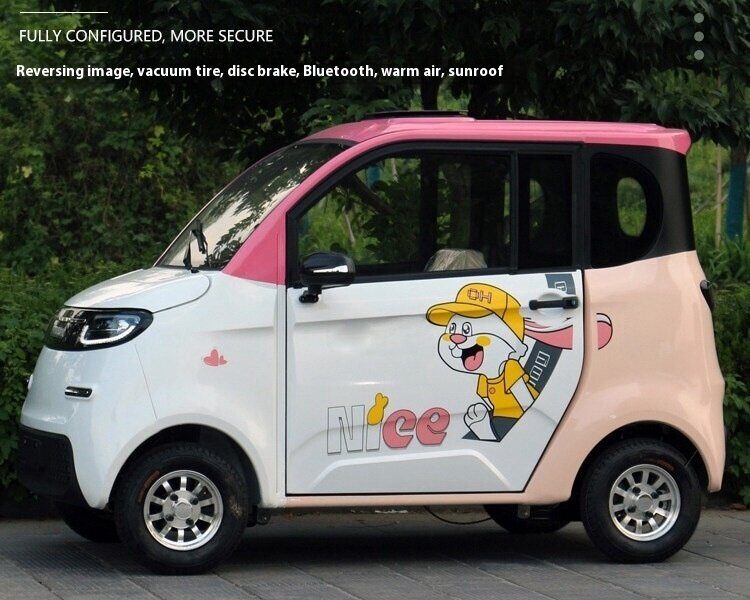 60V Electric Four Wheel Passenger Car Closed Body 4 Seat Transport Vehicle