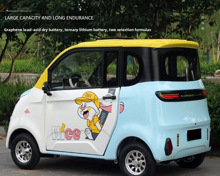 60V Electric Four Wheel Passenger Car Closed Body 4 Seat Transport Vehicle
