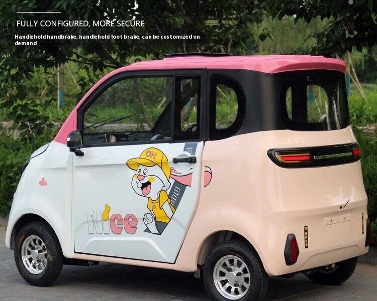 60V Electric Four Wheel Passenger Car Closed Body 4 Seat Transport Vehicle