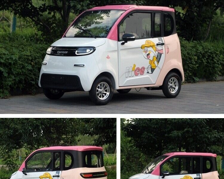 60V Electric Four Wheel Passenger Car Closed Body 4 Seat Transport Vehicle