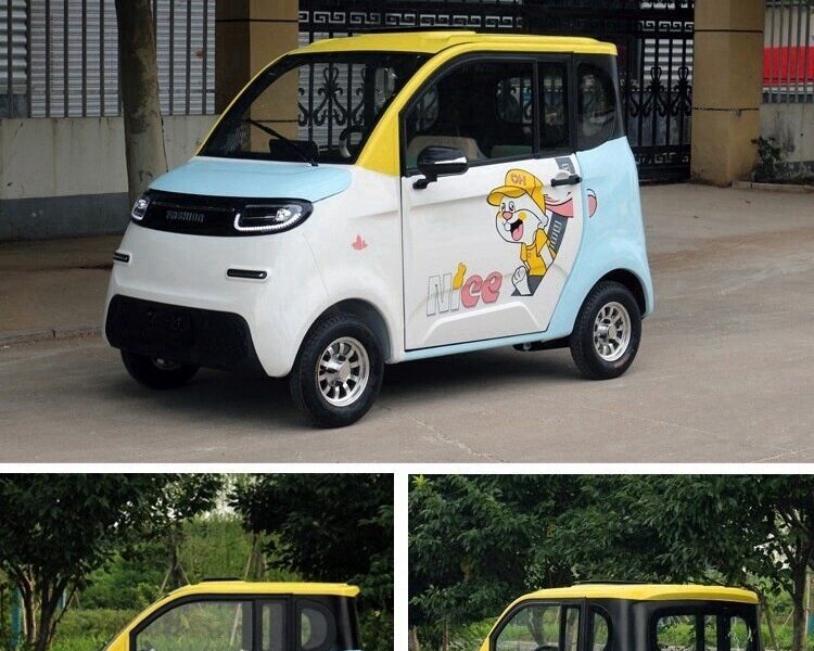 60V Electric Four Wheel Passenger Car Closed Body 4 Seat Transport Vehicle