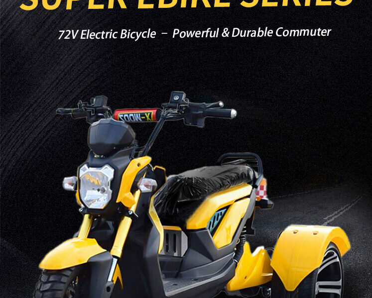 60V Electric Three Wheel Tricycle Over 1000W Open Body Single Passenger Mobility Scooter 50-70Km/h