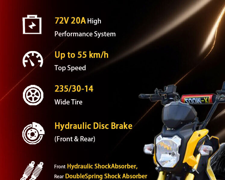 60V Electric Three Wheel Tricycle Over 1000W Open Body Single Passenger Mobility Scooter 50-70Km/h