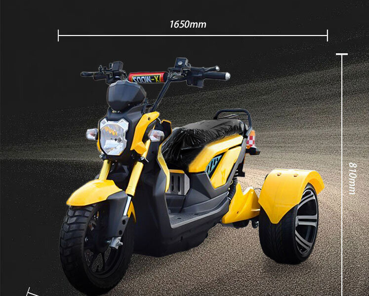 60V Electric Three Wheel Tricycle Over 1000W Open Body Single Passenger Mobility Scooter 50-70Km/h