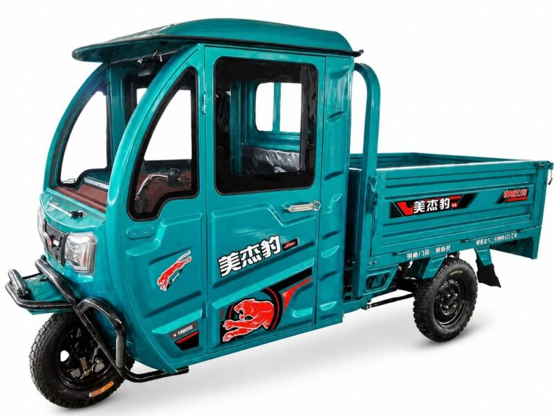 60V Electric Cargo Tricycle 501-800W Closed Cabin Three Wheel Utility Vehicle Rear Load Bed